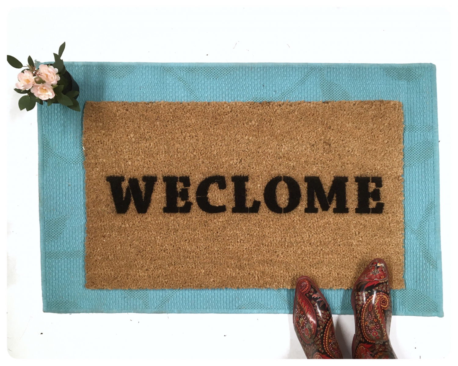 funny dyslexic weclome welcome eco friendly sustainable coconut coir natural damn good doormat